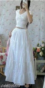 Women's Cotton Skirt (White) - Image 3