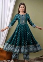 Women's Rayon printed Anarkali Kurt's - Image 4